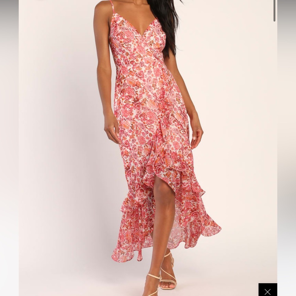 Lulus pink floral dress size small